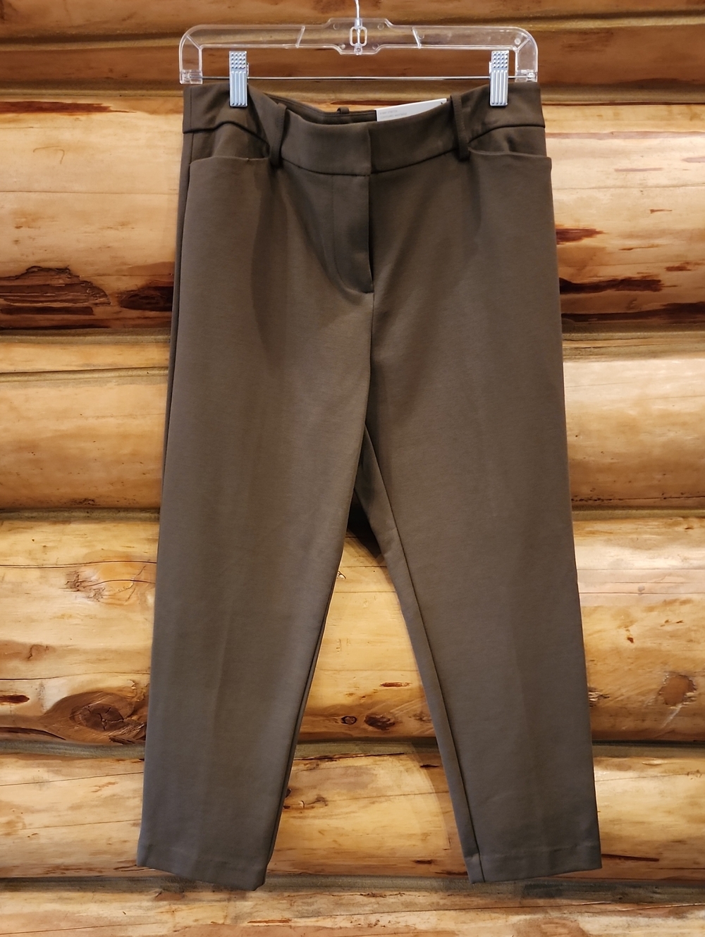 Liz Claiborne Olive Cropped Stretch Tailored Pants